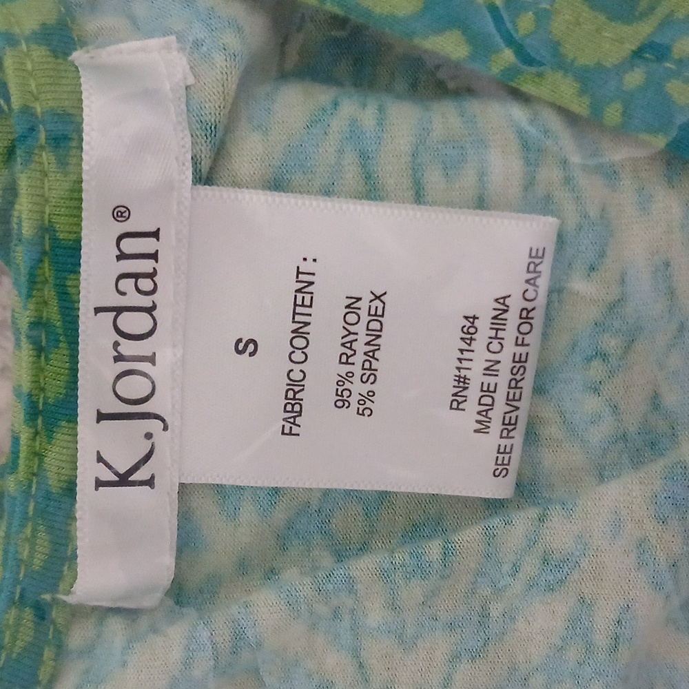 K Jordan S Teal-Kiwi Abstract Twist Shark Bite Top - Picture 3 of 5